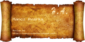 Hancz Avarka névjegykártya